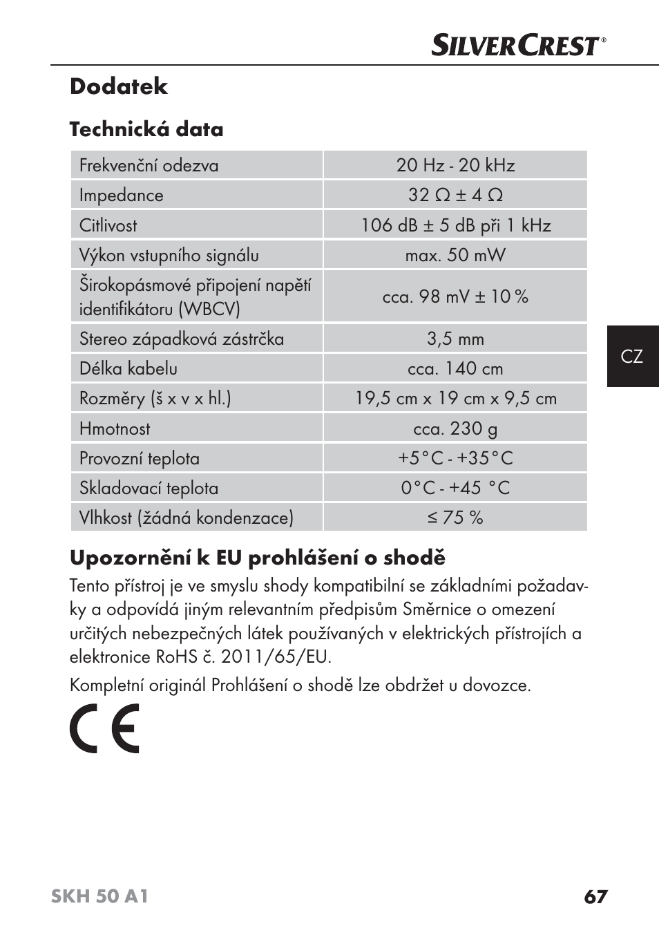 Dodatek | Silvercrest SKH 50 A1 User Manual | Page 70 / 101