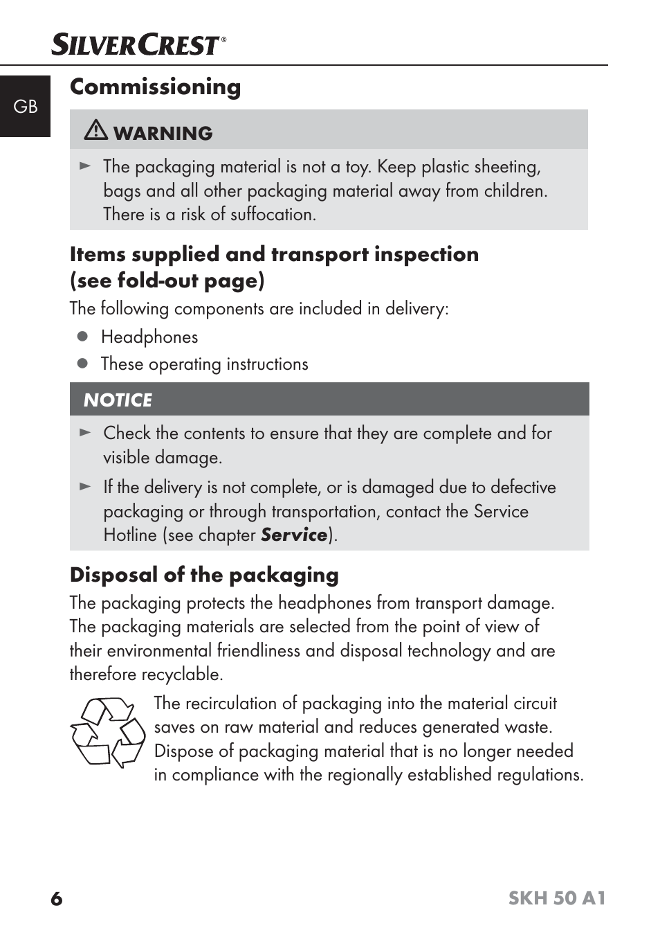 Commissioning | Silvercrest SKH 50 A1 User Manual | Page 9 / 101