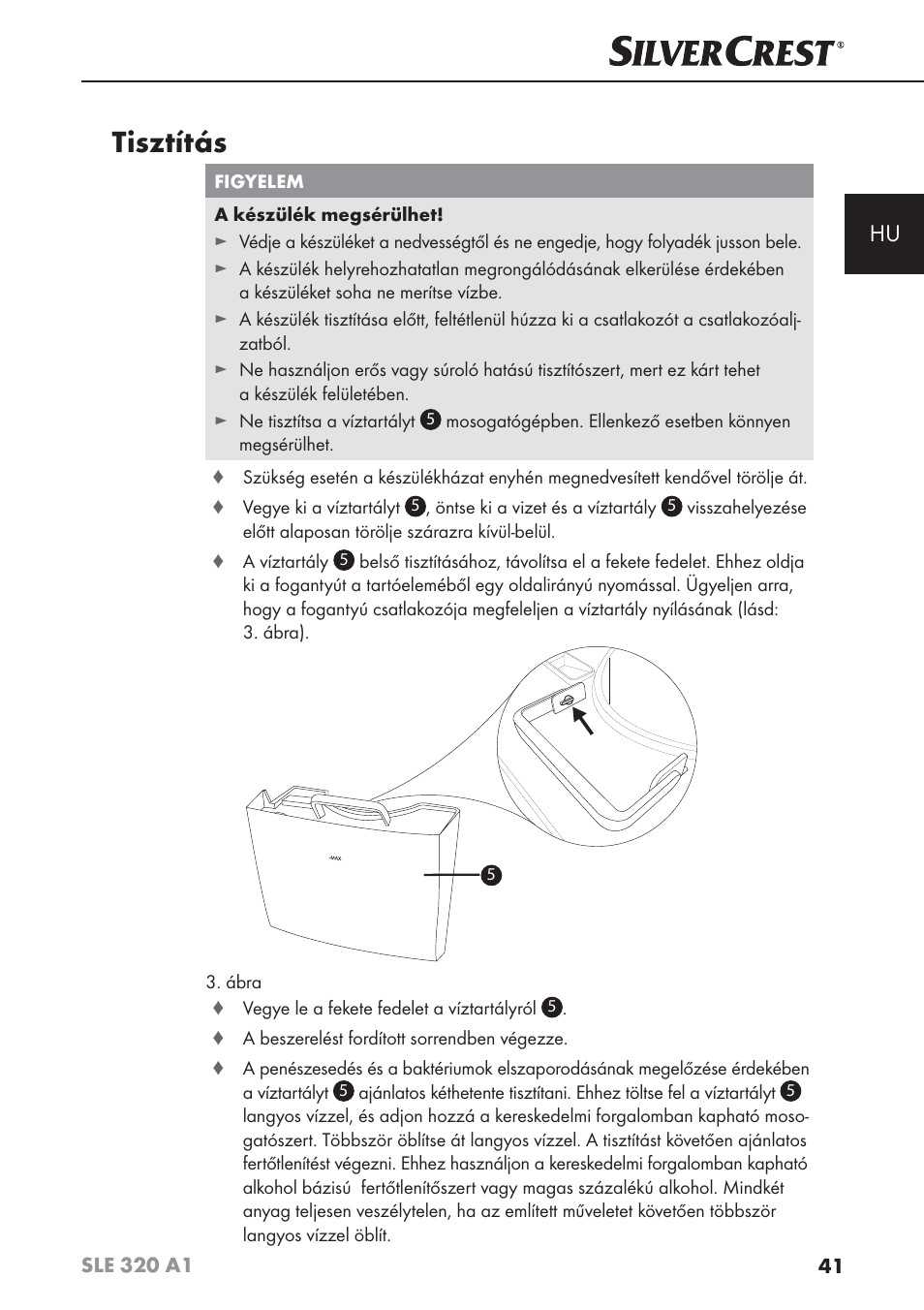 Tisztítás | Silvercrest SLE 320 A1 User Manual | Page 44 / 146