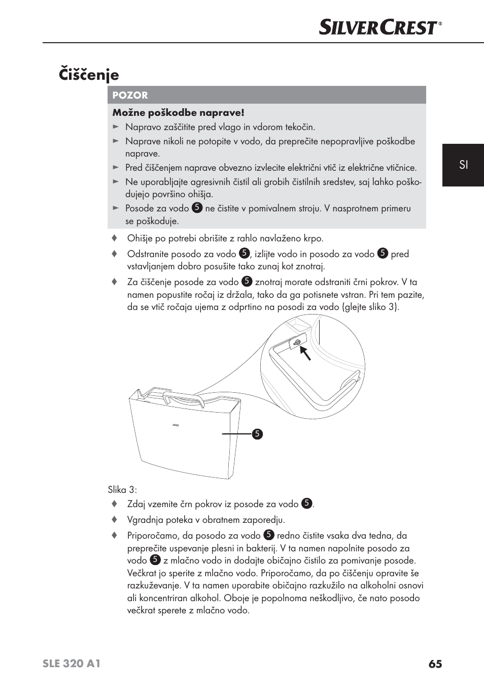 Čiščenje | Silvercrest SLE 320 A1 User Manual | Page 68 / 146