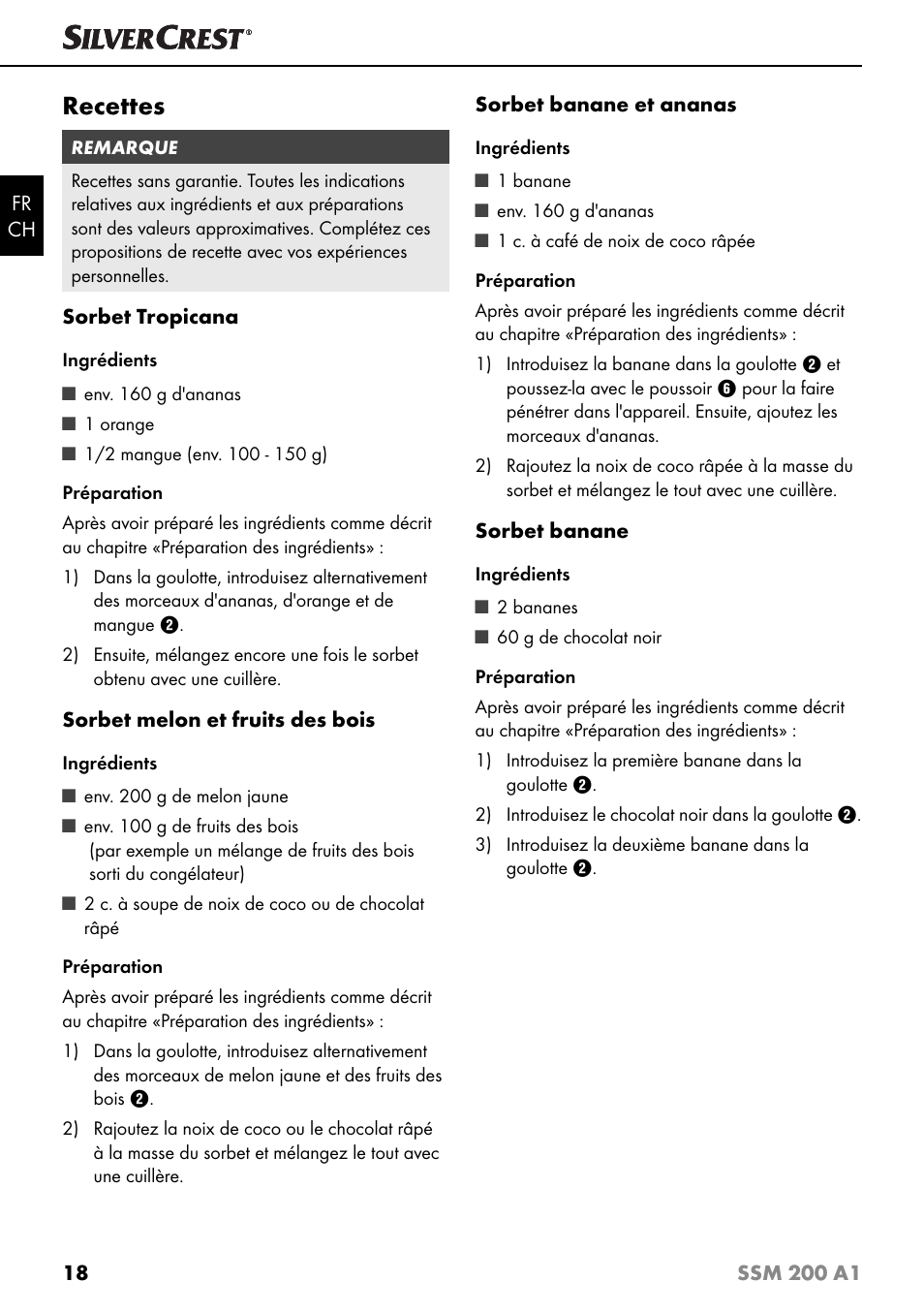 Recettes | Silvercrest SSM 200 A1 User Manual | Page 21 / 44