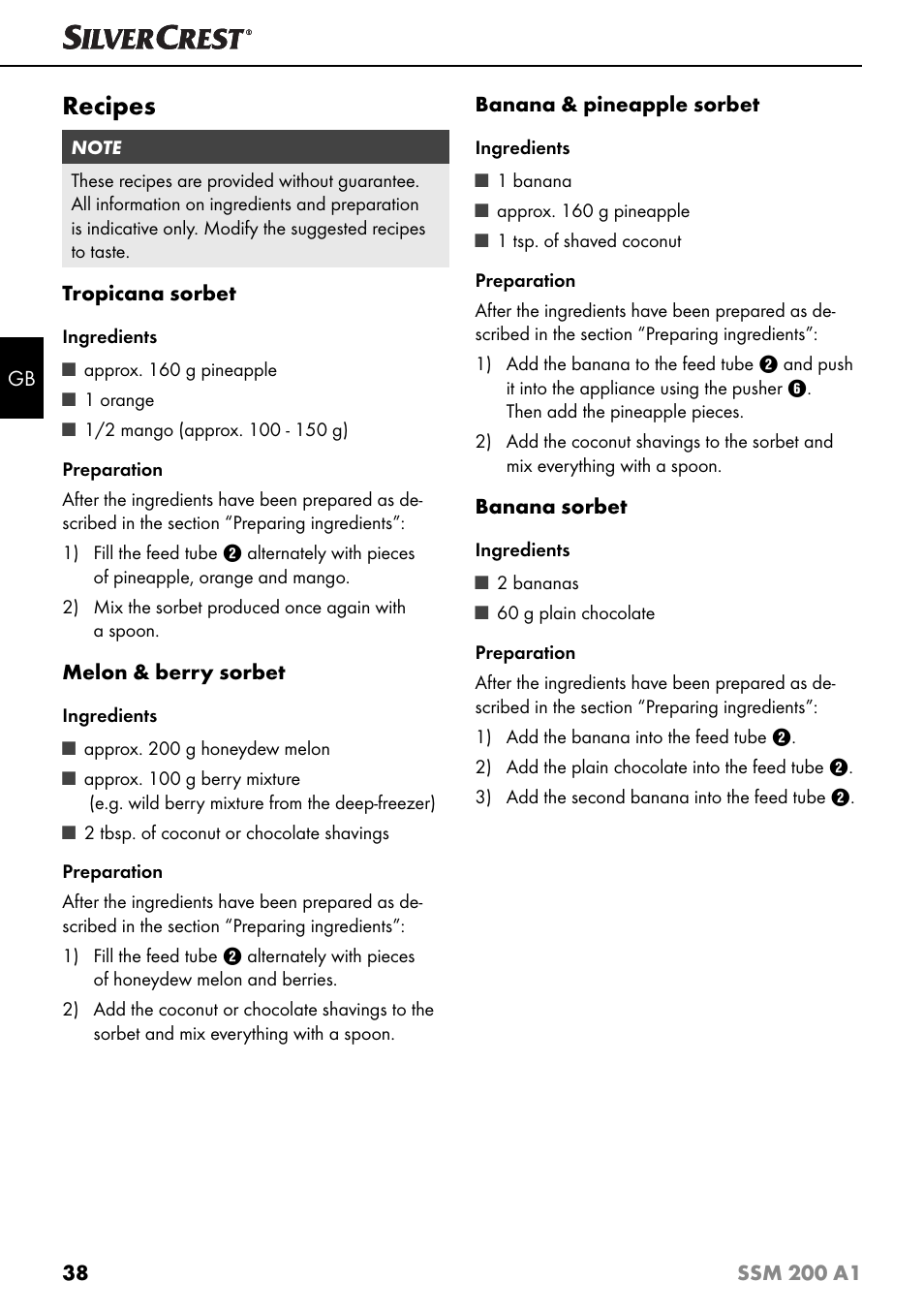Recipes | Silvercrest SSM 200 A1 User Manual | Page 41 / 44