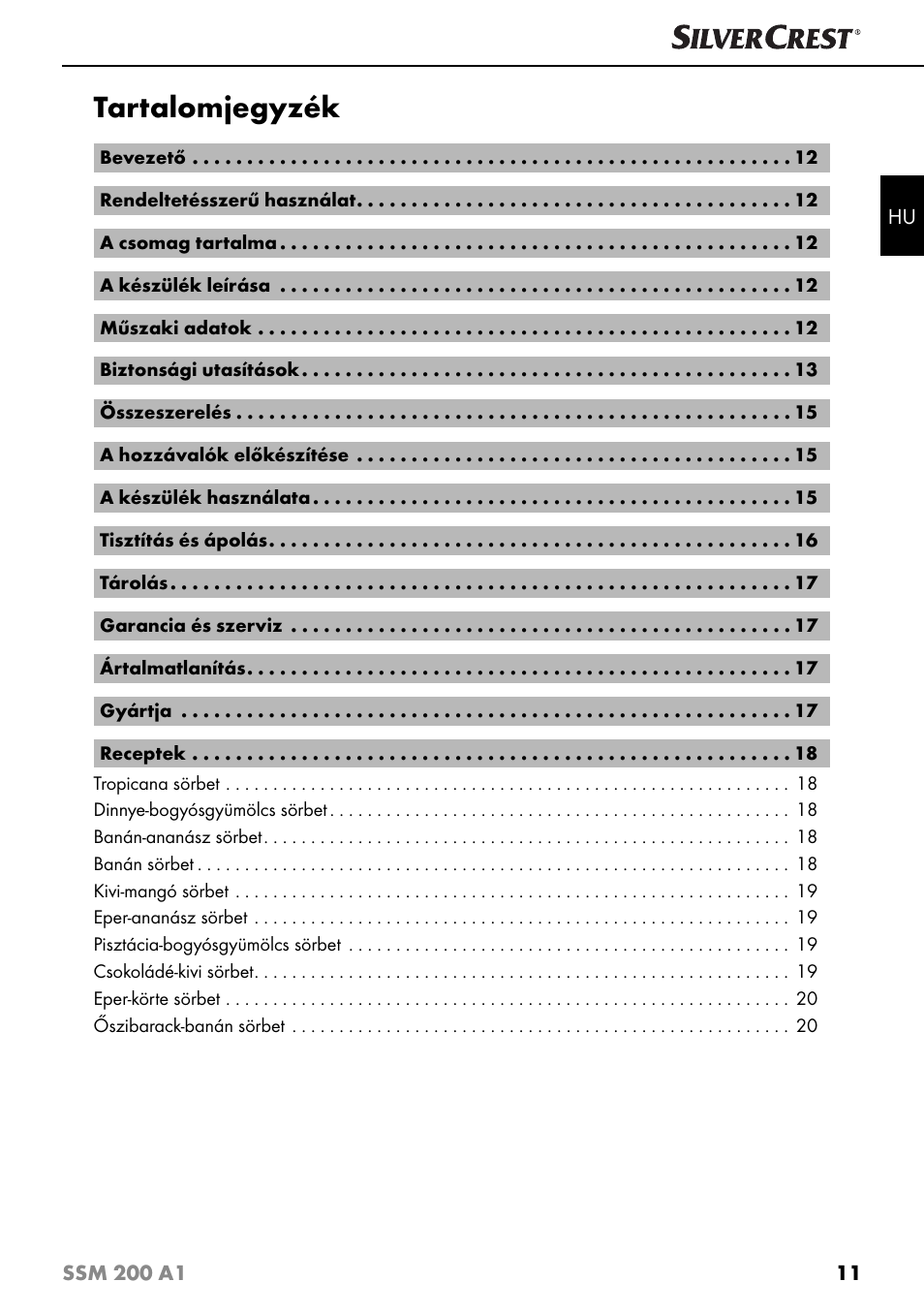 Tartalomjegyzék | Silvercrest SSM 200 A1 User Manual | Page 14 / 64