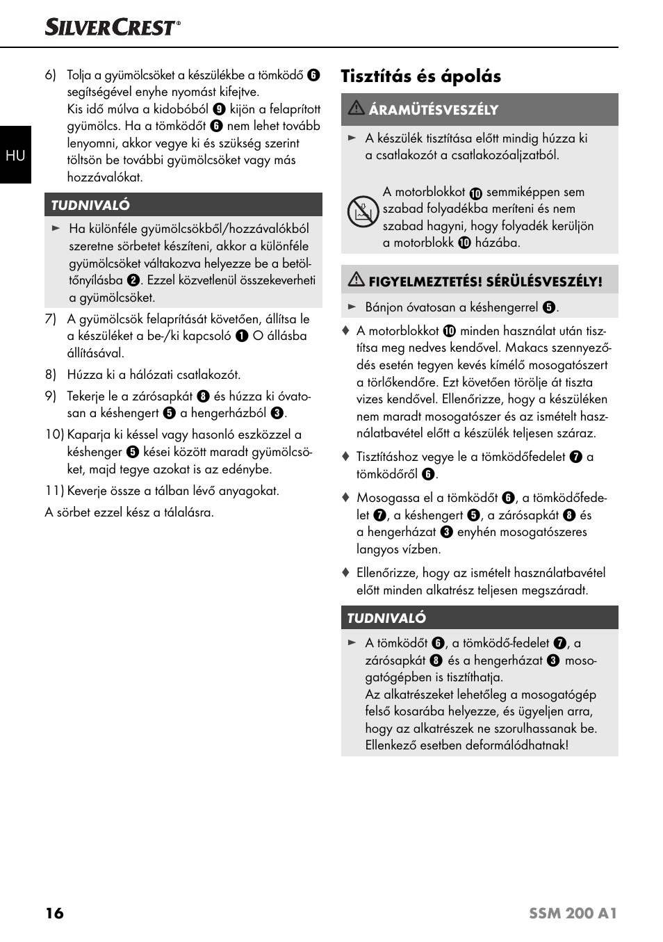 Tisztítás és ápolás | Silvercrest SSM 200 A1 User Manual | Page 19 / 64