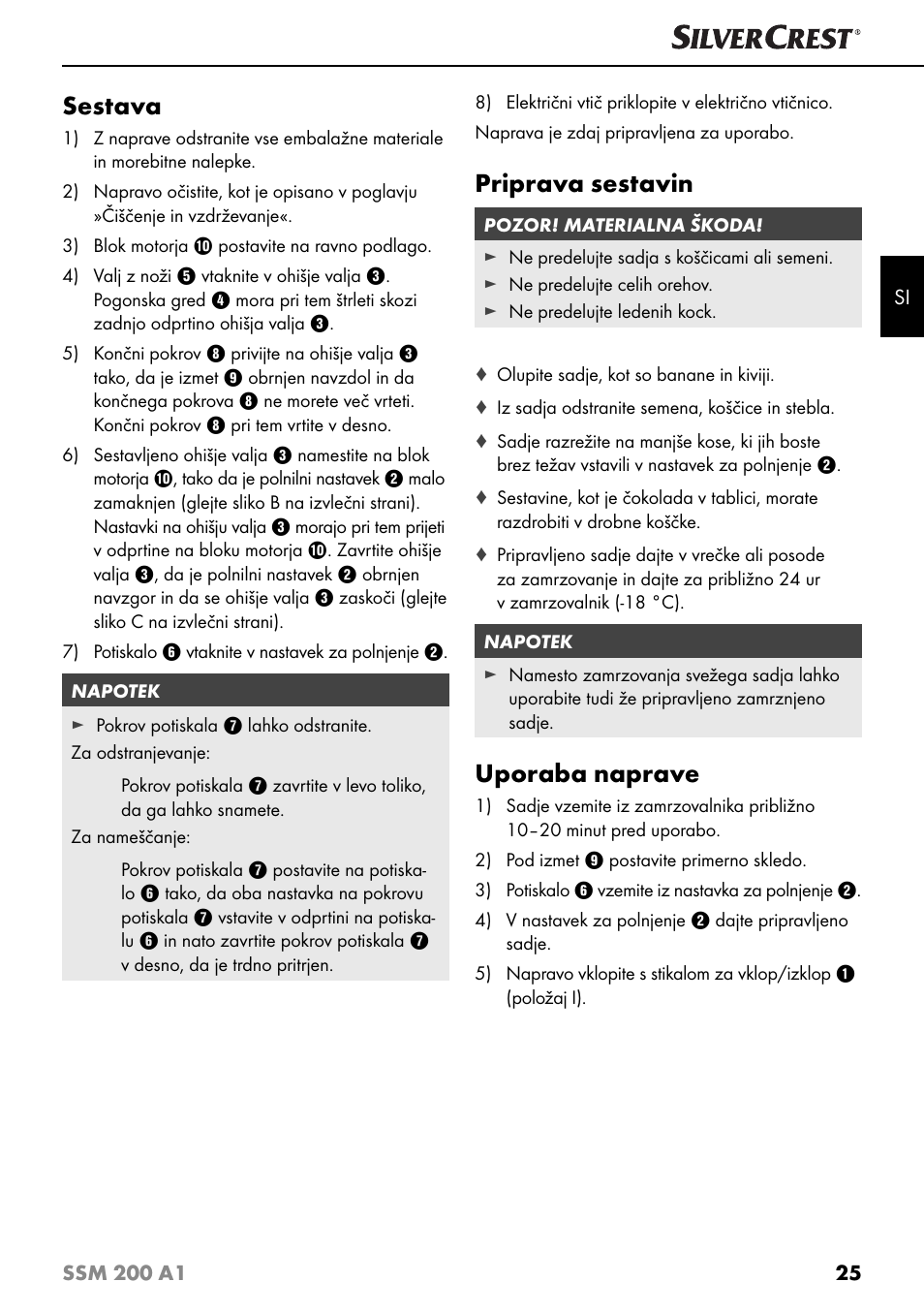 Sestava, Priprava sestavin, Uporaba naprave | Silvercrest SSM 200 A1 User Manual | Page 28 / 64