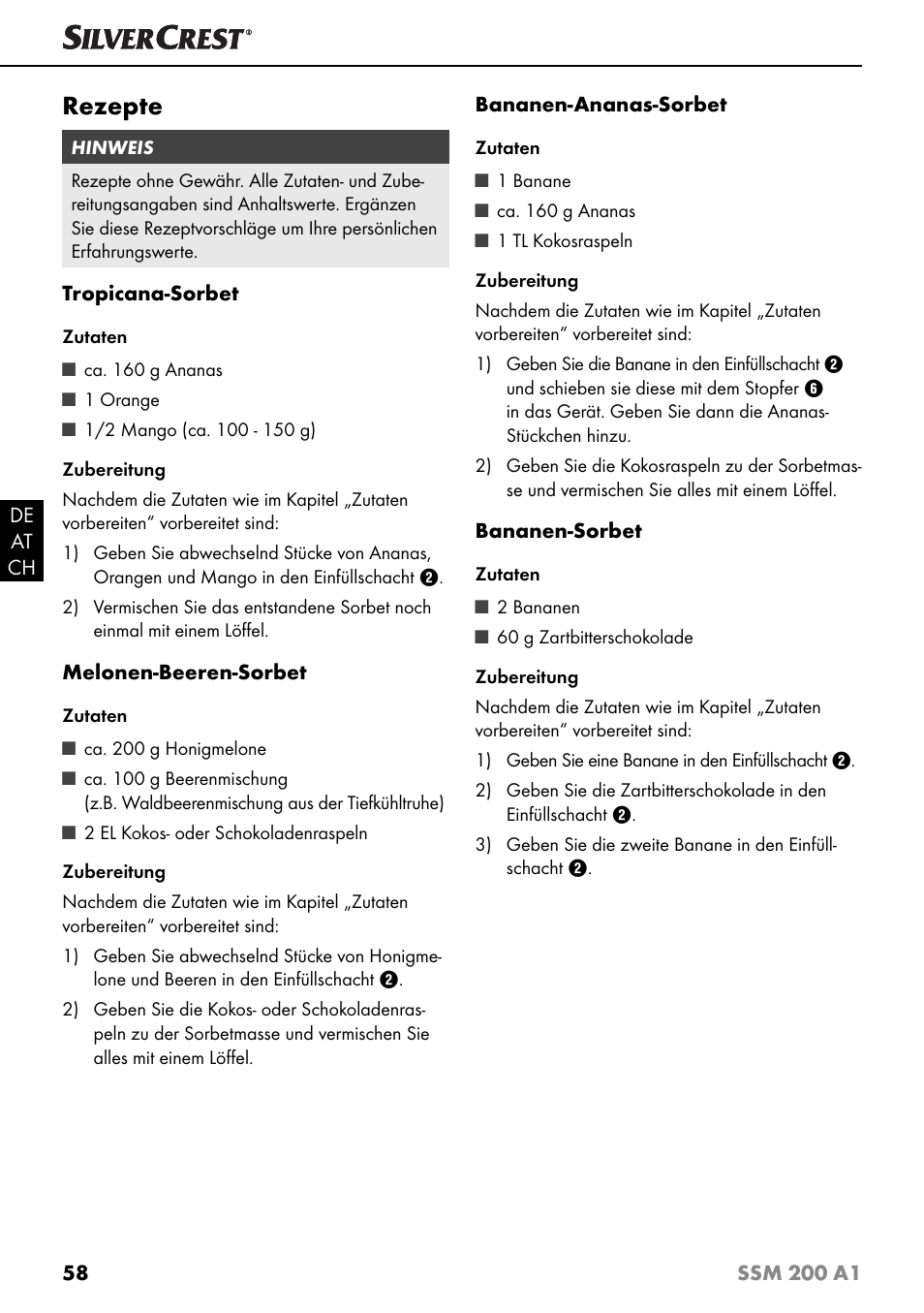 Rezepte | Silvercrest SSM 200 A1 User Manual | Page 61 / 64