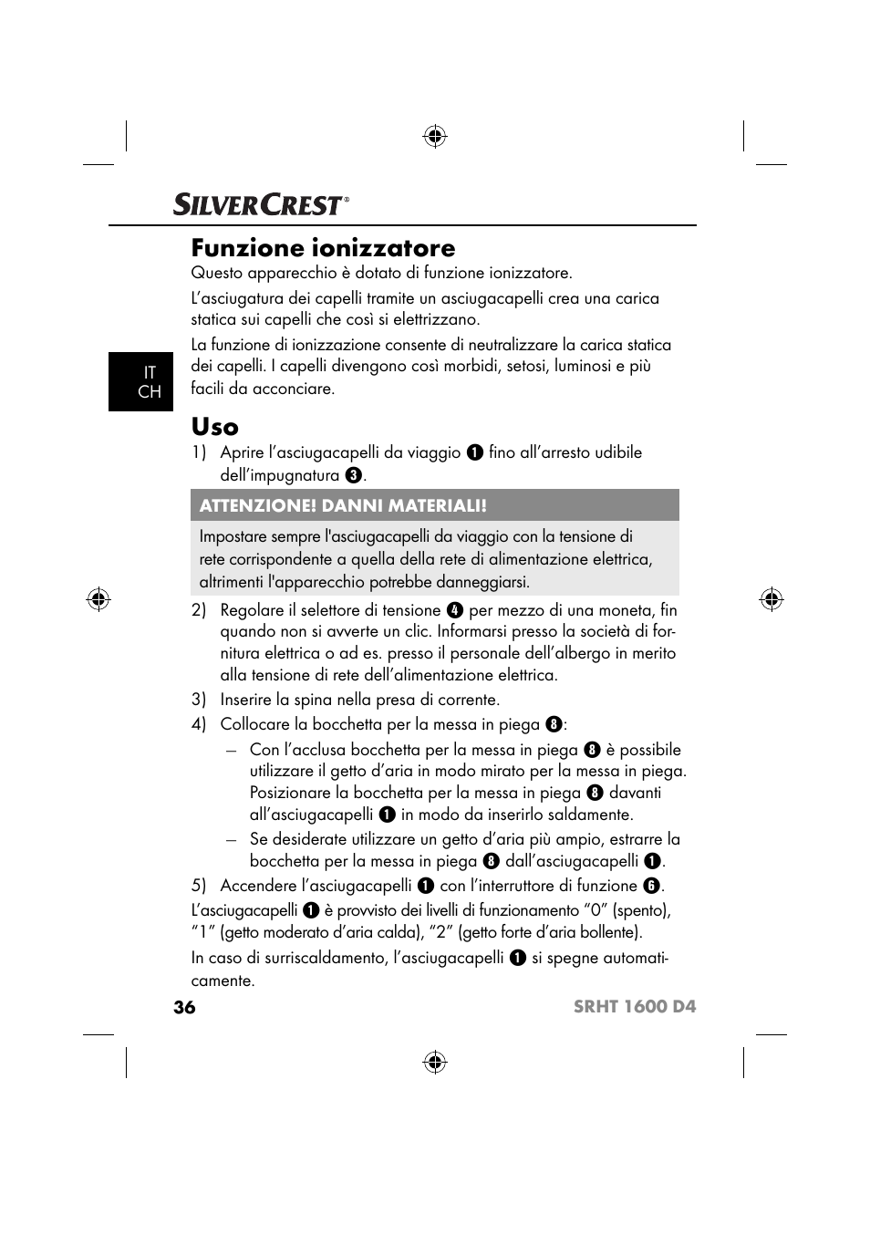 Funzione ionizzatore | Silvercrest SRHT 1600 D4 User Manual | Page 39 / 59