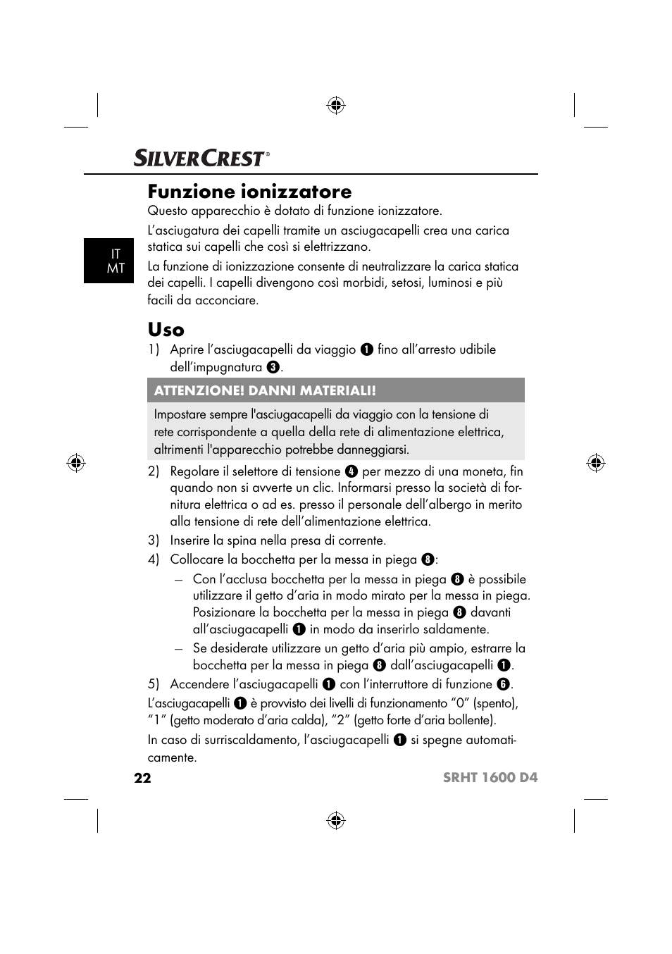 Funzione ionizzatore | Silvercrest SRHT 1600 D4 User Manual | Page 25 / 73