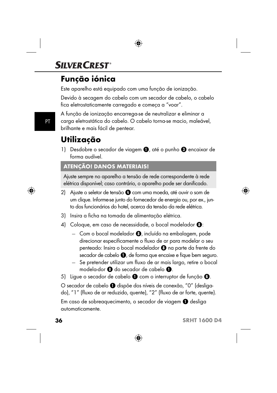 Função iónica, Utilização | Silvercrest SRHT 1600 D4 User Manual | Page 39 / 73