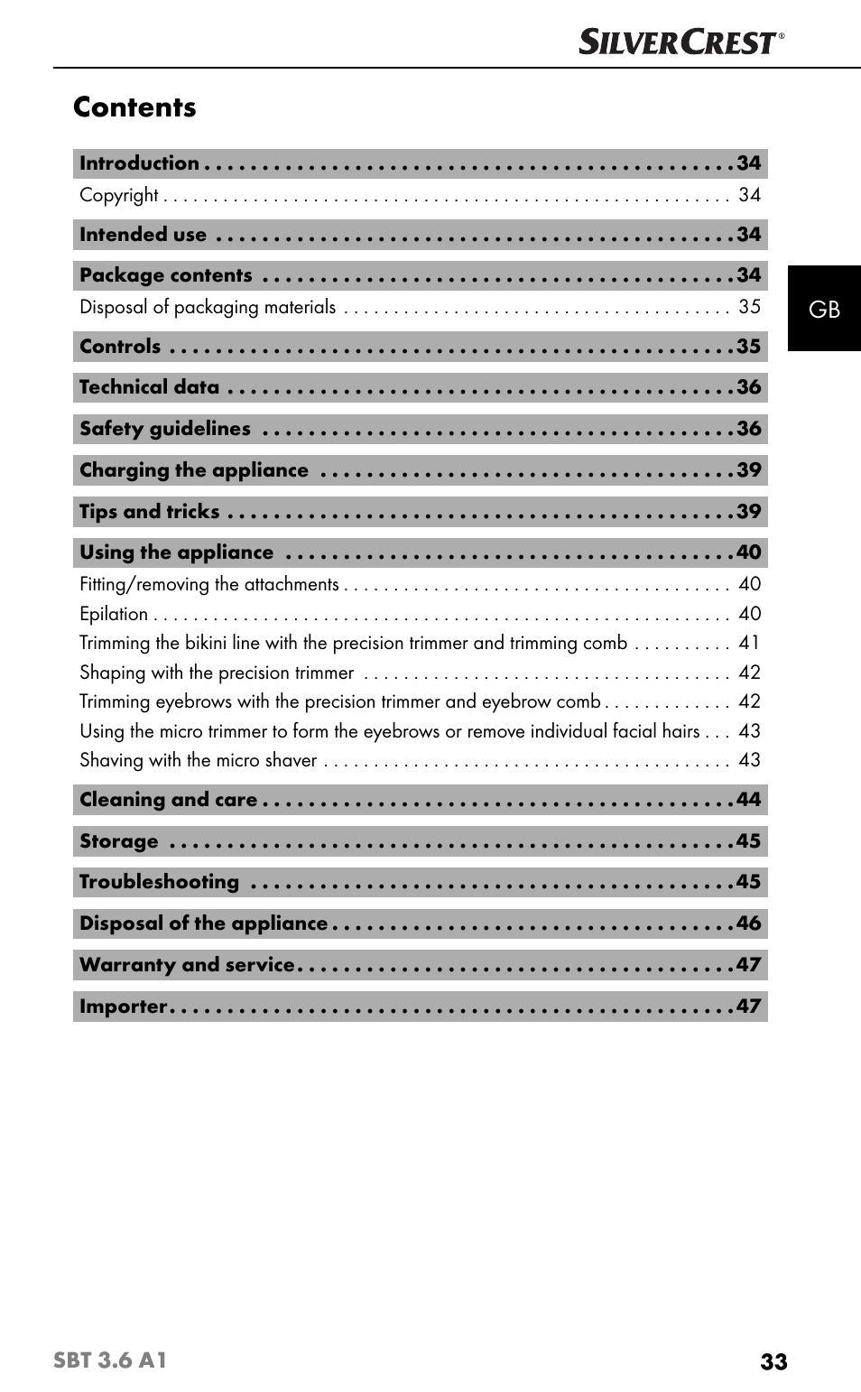 Silvercrest SBT 3.6 A1 User Manual | Page 36 / 51