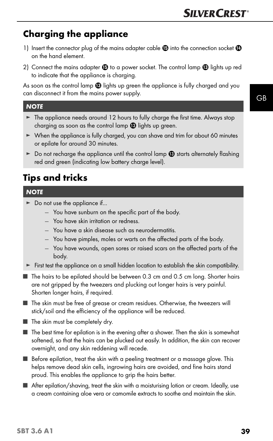 Charging the appliance, Tips and tricks | Silvercrest SBT 3.6 A1 User Manual | Page 42 / 51