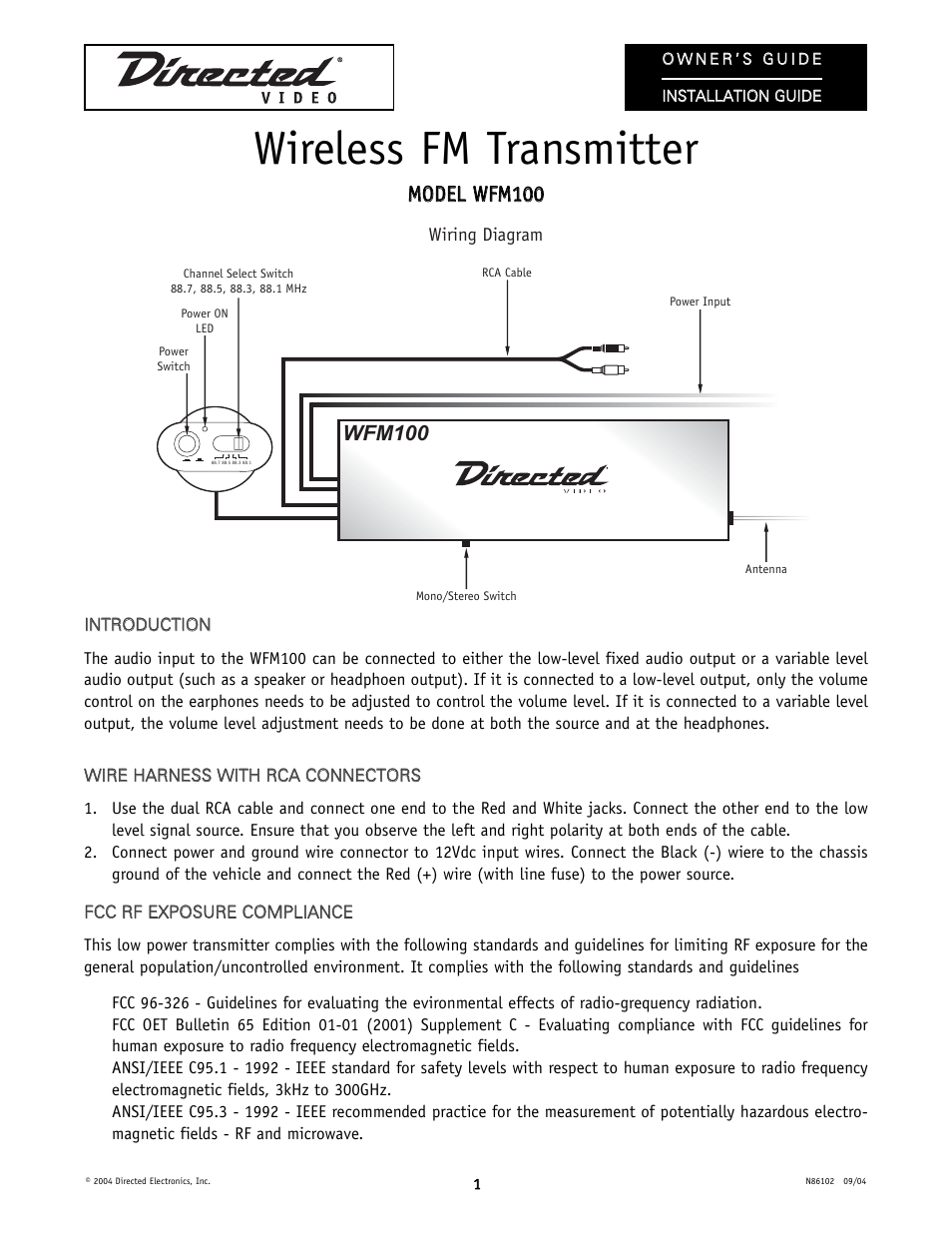 Directed Video WFM100 User Manual | 2 pages