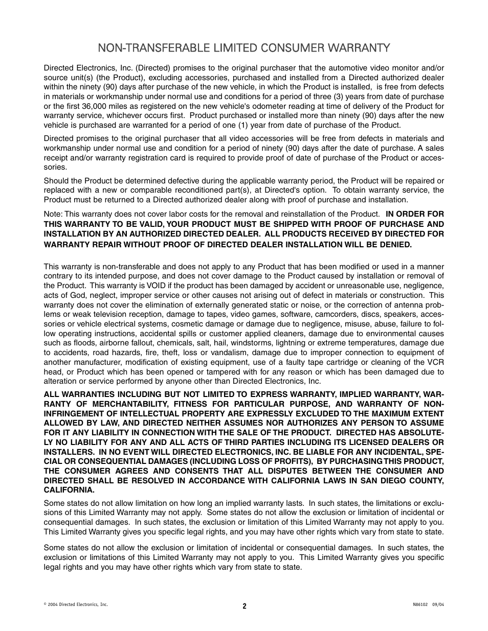Directed Video WFM100 User Manual | Page 2 / 2