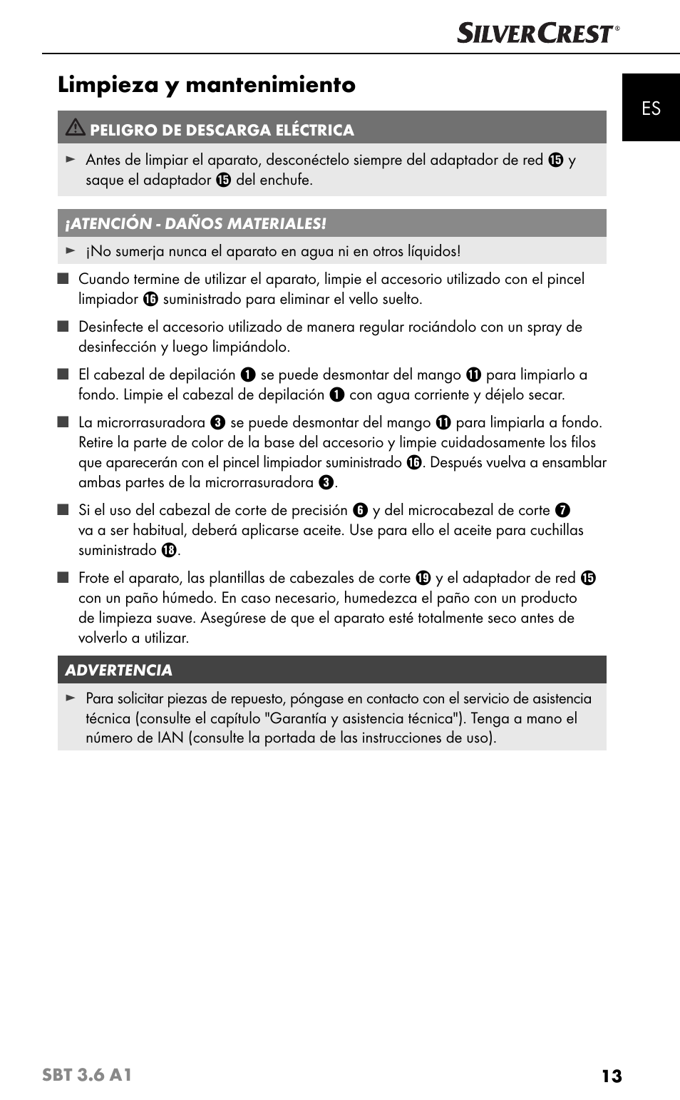 Limpieza y mantenimiento | Silvercrest SBT 3.6 A1 User Manual | Page 16 / 83