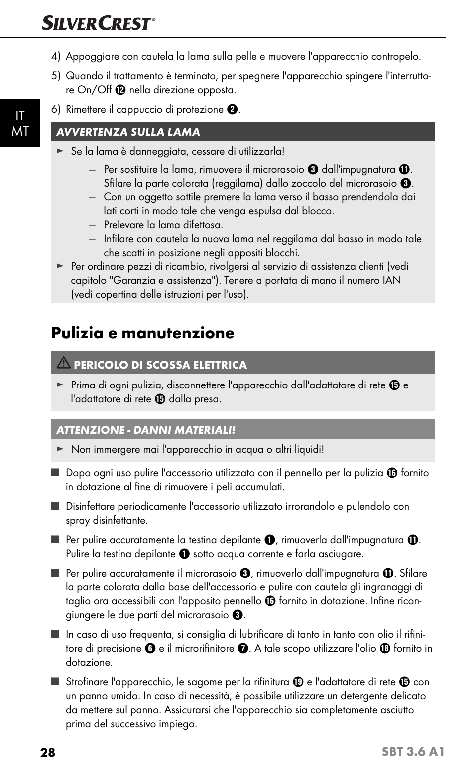 Pulizia e manutenzione, It mt | Silvercrest SBT 3.6 A1 User Manual | Page 31 / 83