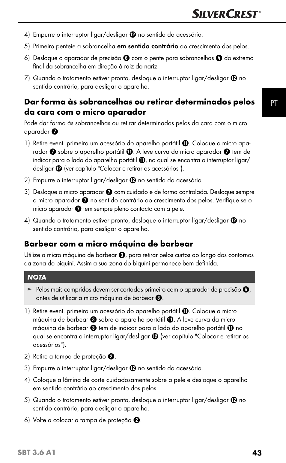 Barbear com a micro máquina de barbear | Silvercrest SBT 3.6 A1 User Manual | Page 46 / 83