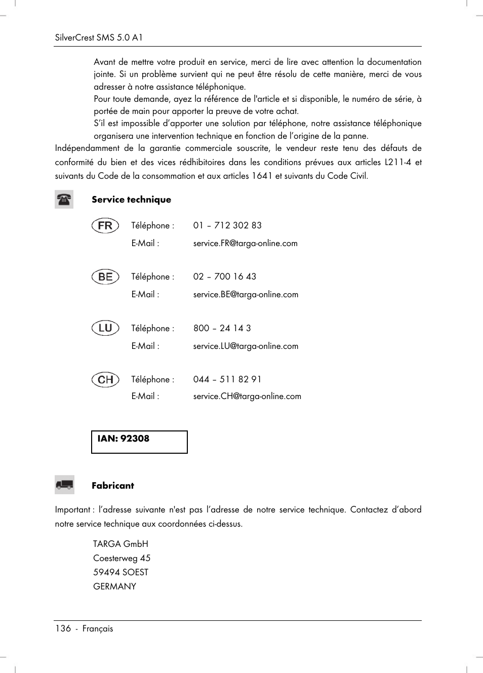 Silvercrest SMS 5.0 A1 User Manual | Page 138 / 194