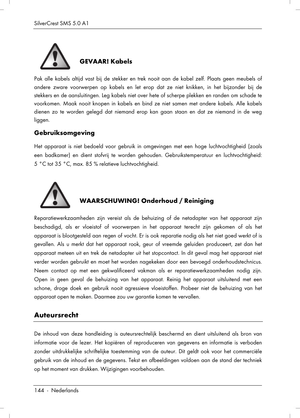 Auteursrecht | Silvercrest SMS 5.0 A1 User Manual | Page 146 / 194