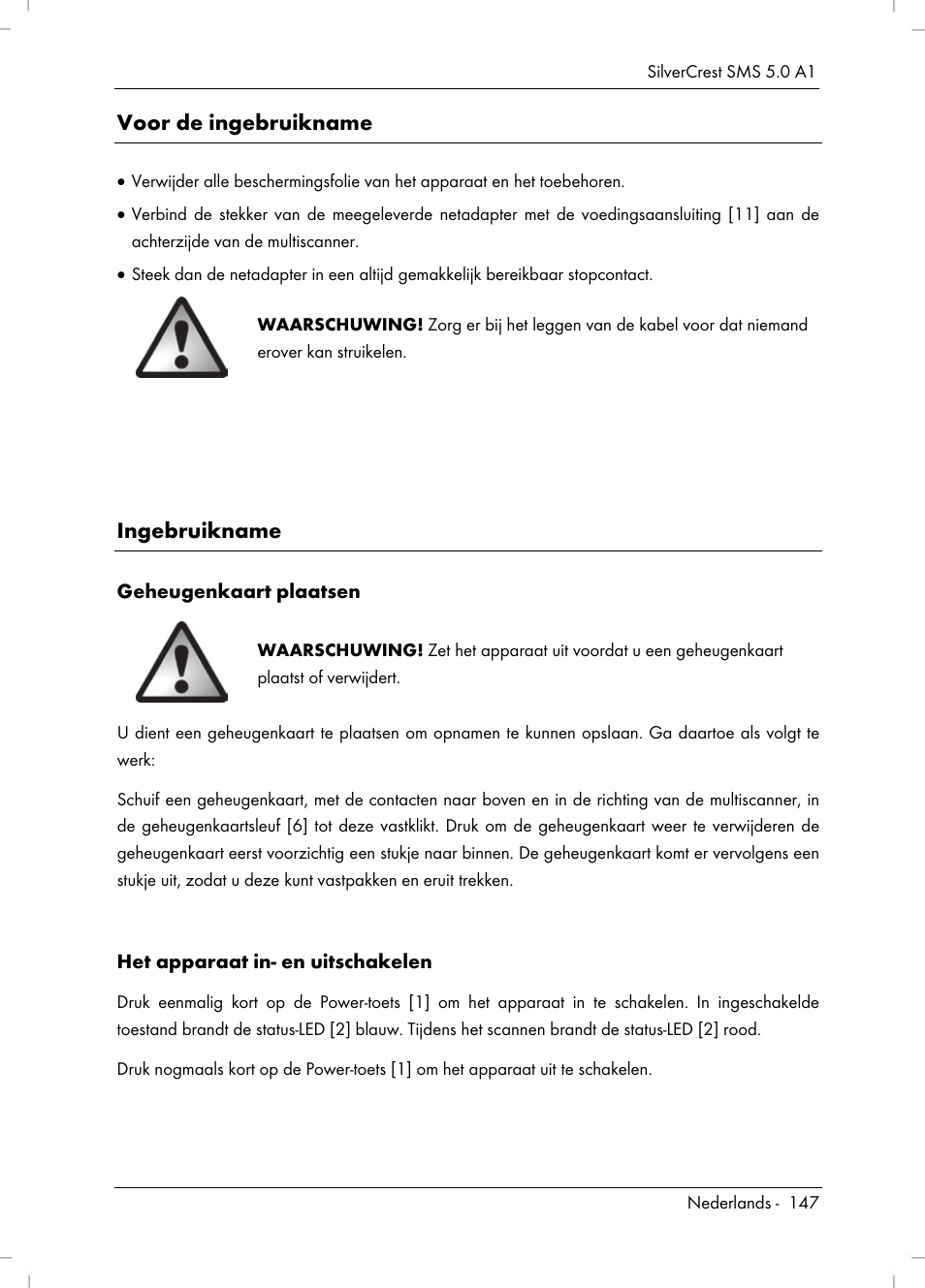 Voor de ingebruikname, Ingebruikname | Silvercrest SMS 5.0 A1 User Manual | Page 149 / 194