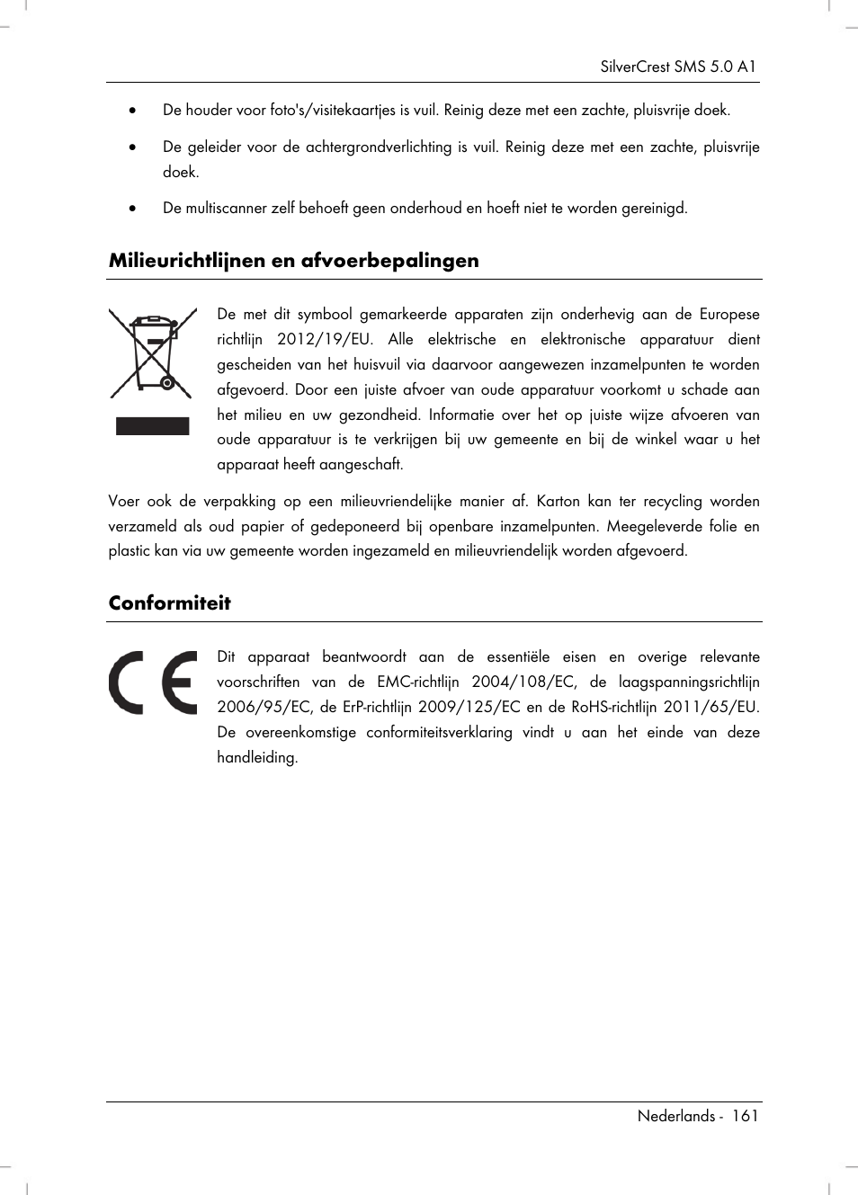 Milieurichtlijnen en afvoerbepalingen, Conformiteit | Silvercrest SMS 5.0 A1 User Manual | Page 163 / 194