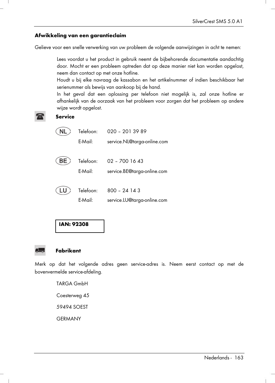 Silvercrest SMS 5.0 A1 User Manual | Page 165 / 194