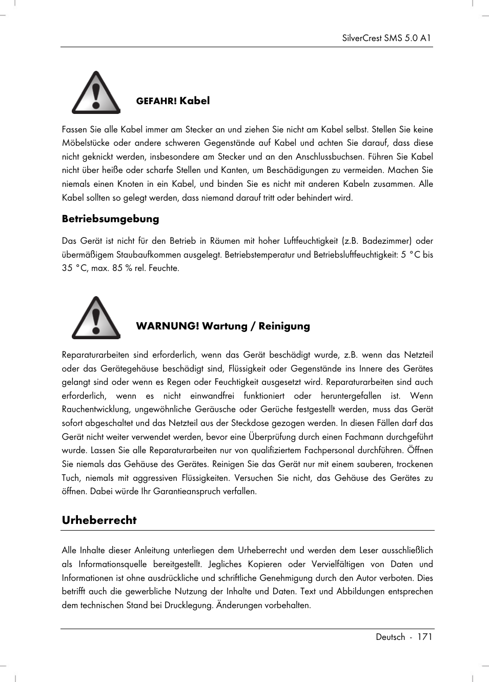 Urheberrecht | Silvercrest SMS 5.0 A1 User Manual | Page 173 / 194