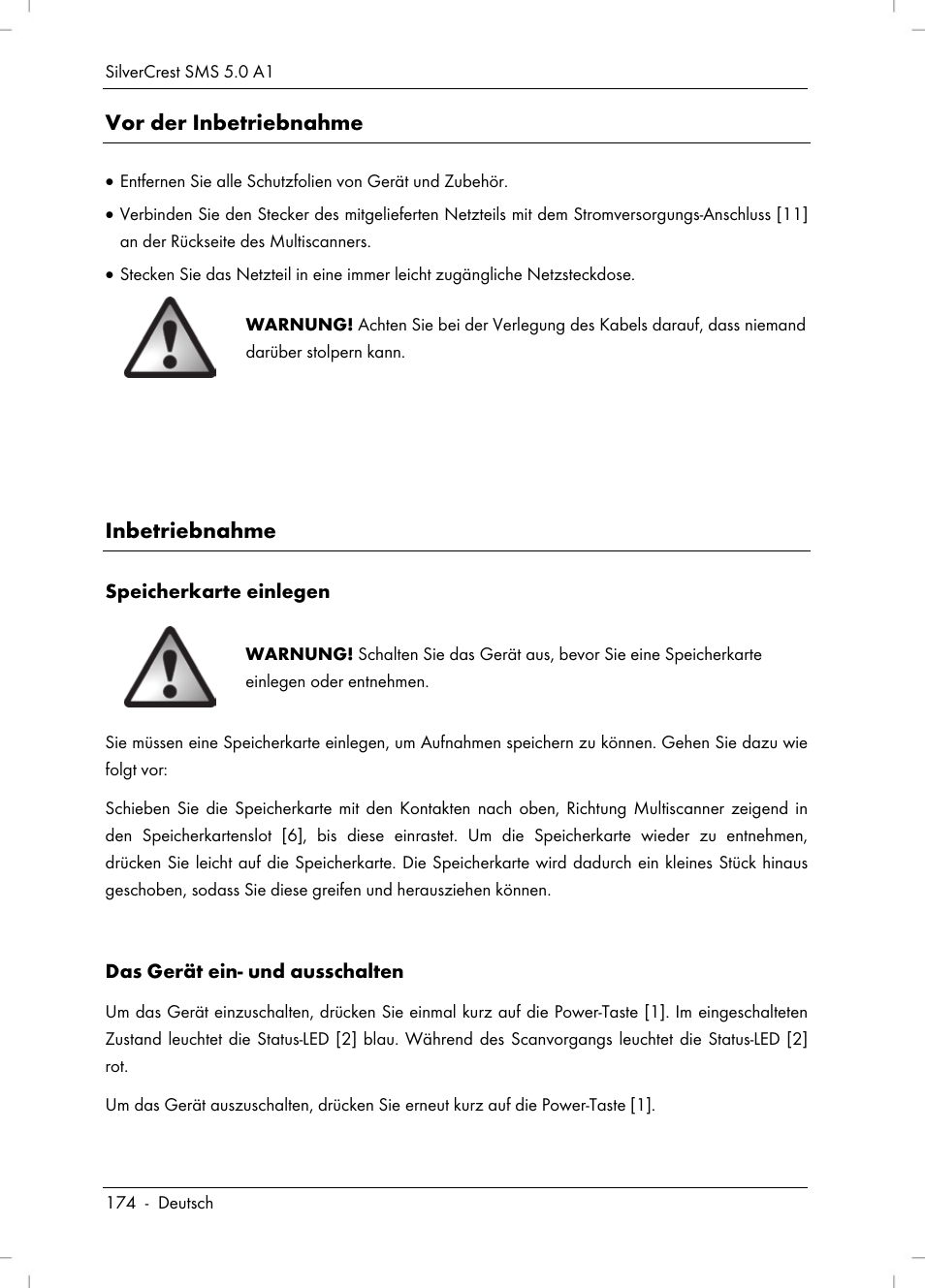 Vor der inbetriebnahme, Inbetriebnahme | Silvercrest SMS 5.0 A1 User Manual | Page 176 / 194