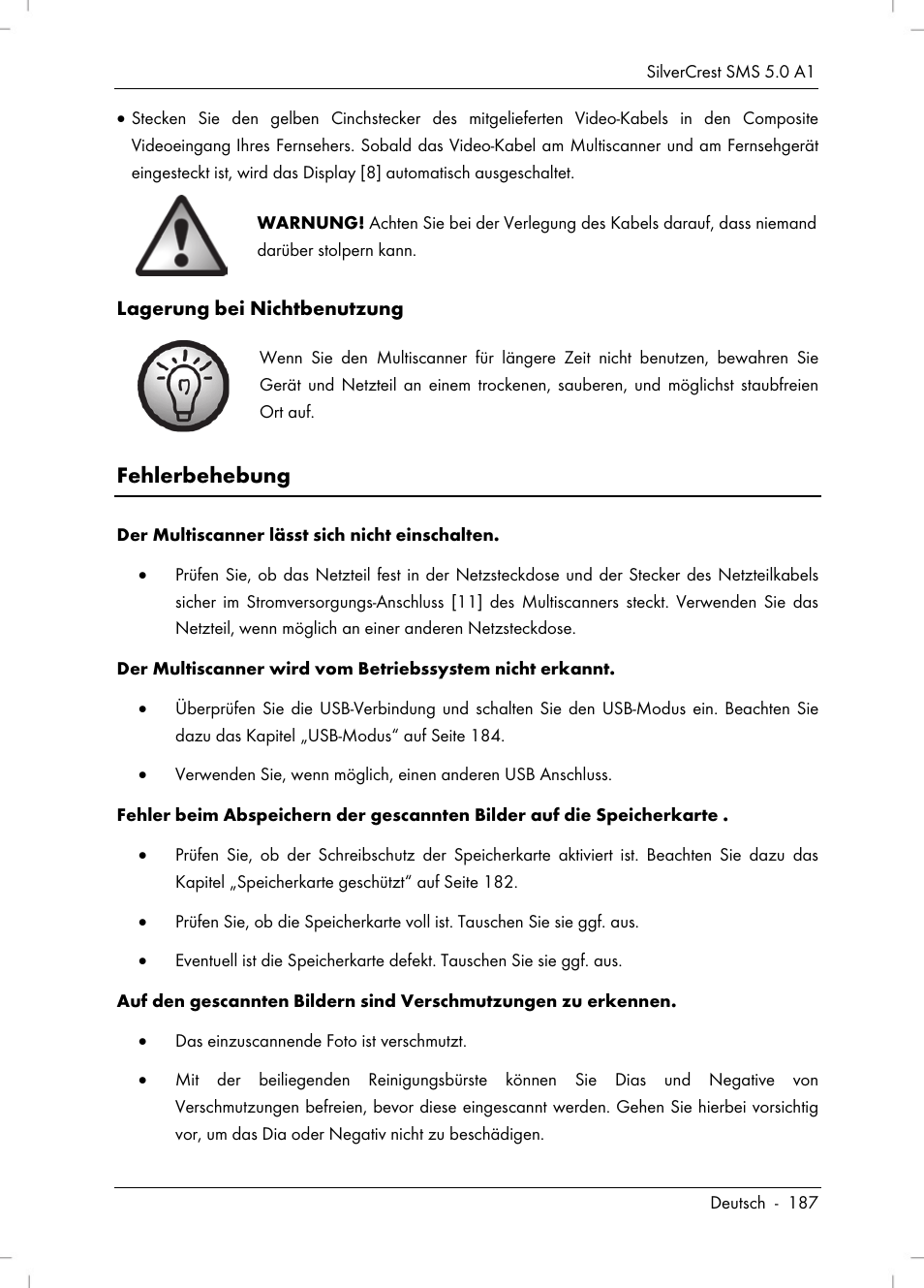 Fehlerbehebung | Silvercrest SMS 5.0 A1 User Manual | Page 189 / 194