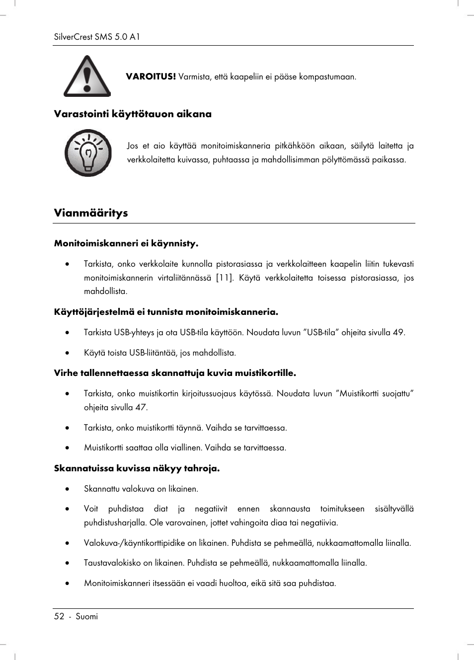 Vianmääritys | Silvercrest SMS 5.0 A1 User Manual | Page 54 / 194