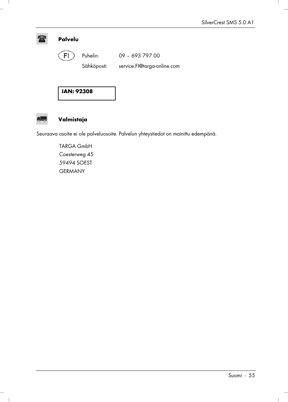 Silvercrest SMS 5.0 A1 User Manual | Page 57 / 194