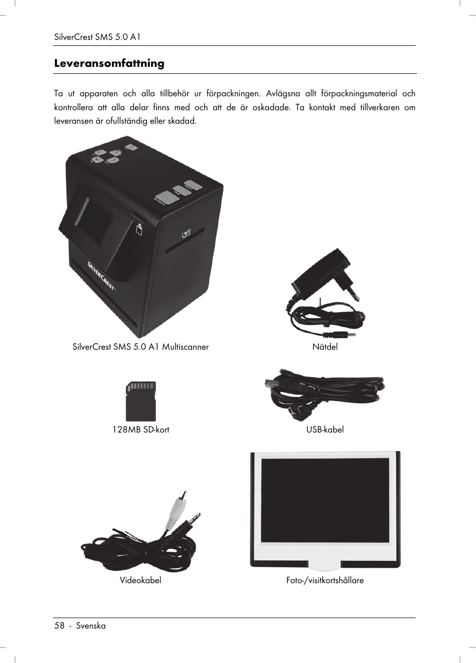 Leveransomfattning | Silvercrest SMS 5.0 A1 User Manual | Page 60 / 194