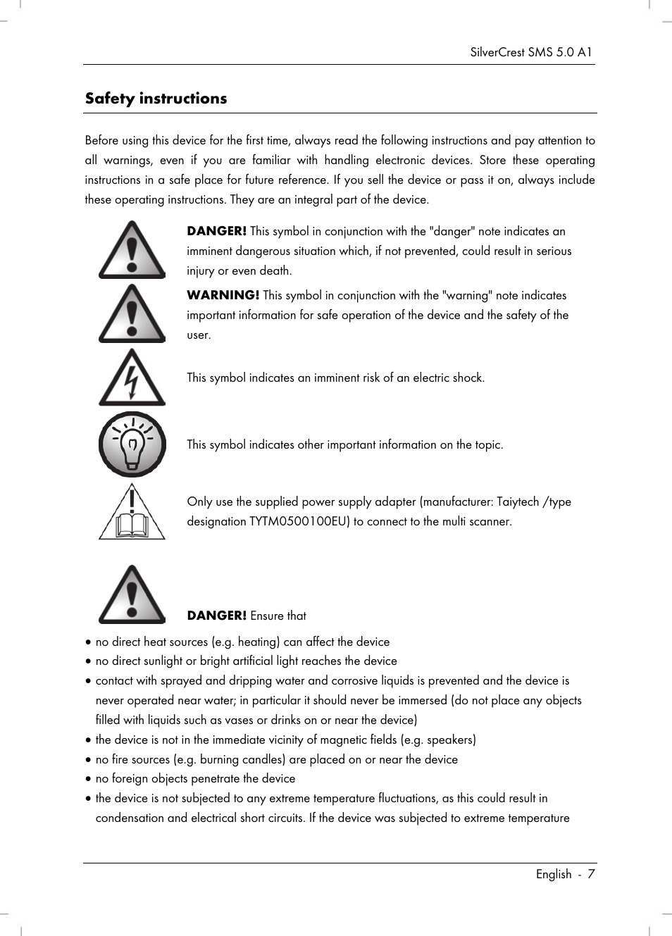 Safety instructions | Silvercrest SMS 5.0 A1 User Manual | Page 9 / 194