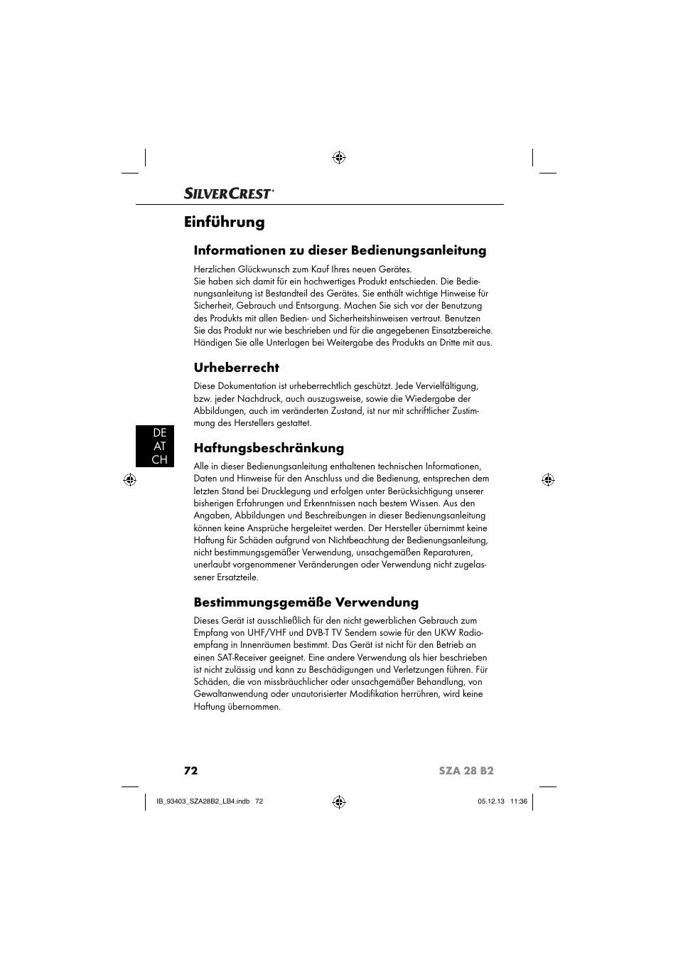 Einführung, Informationen zu dieser bedienungsanleitung, Urheberrecht | Haftungsbeschränkung, Bestimmungsgemäße verwendung | Silvercrest SZA 28 B2 User Manual | Page 75 / 88