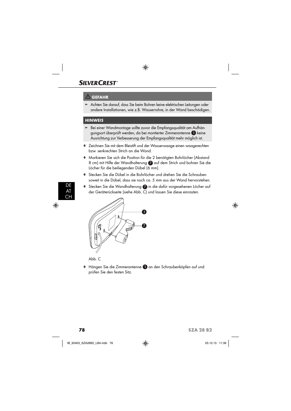 De at ch | Silvercrest SZA 28 B2 User Manual | Page 81 / 88