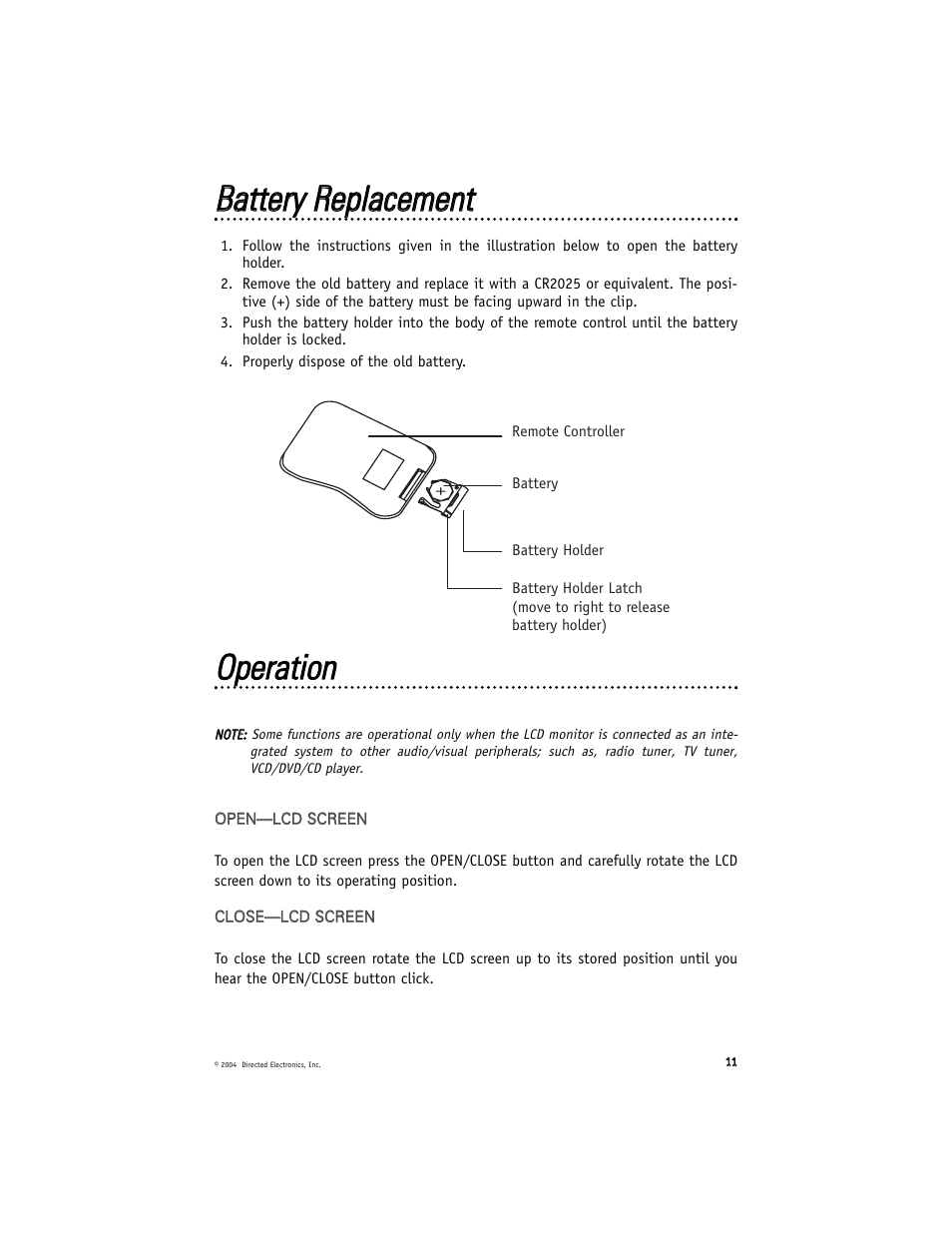 Ooppeerraattiioonn | Directed Electronics OHV1500 User Manual | Page 11 / 16