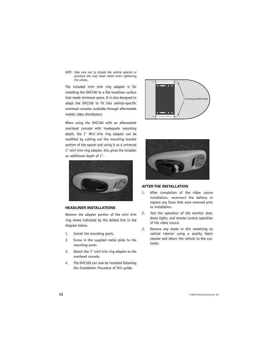 Directed Video OHC100 User Manual | Page 12 / 16