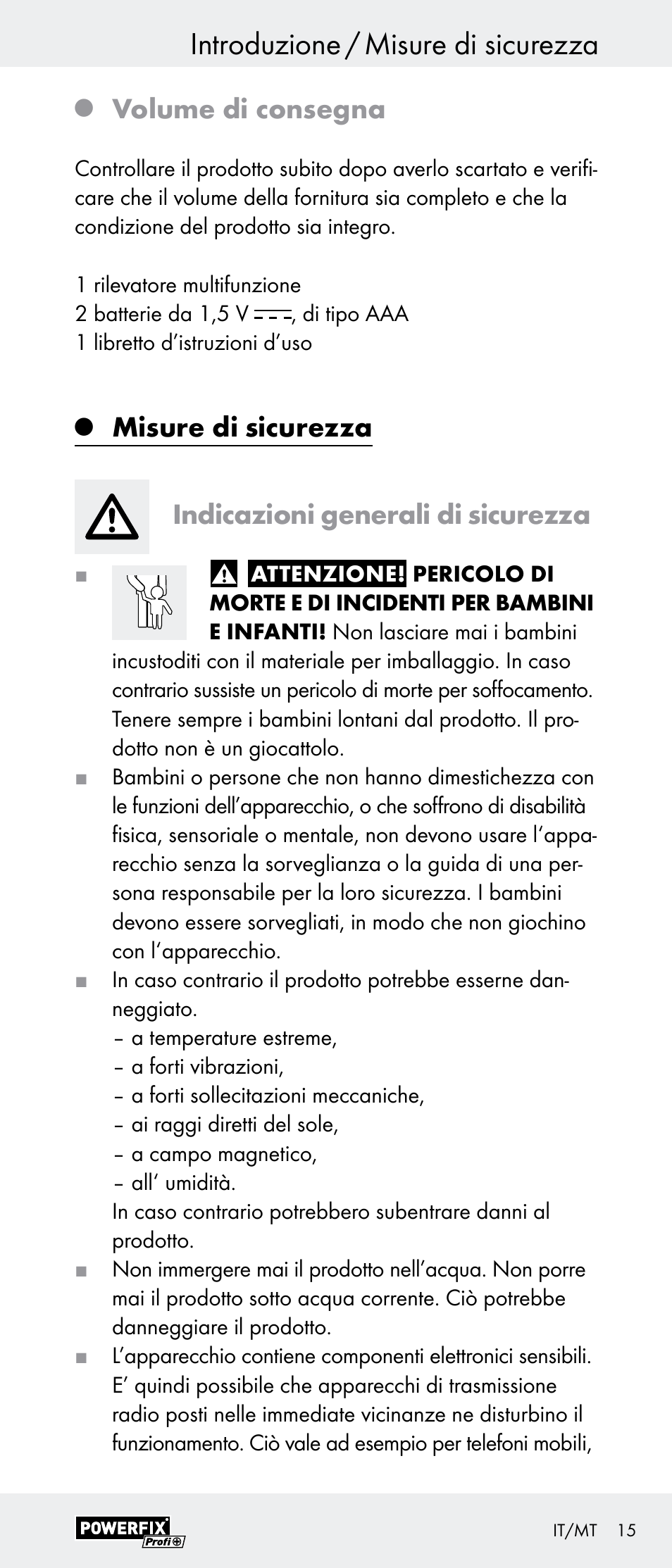 Introduzione / misure di sicurezza, Volume di consegna | Powerfix Z29948 User Manual | Page 15 / 41