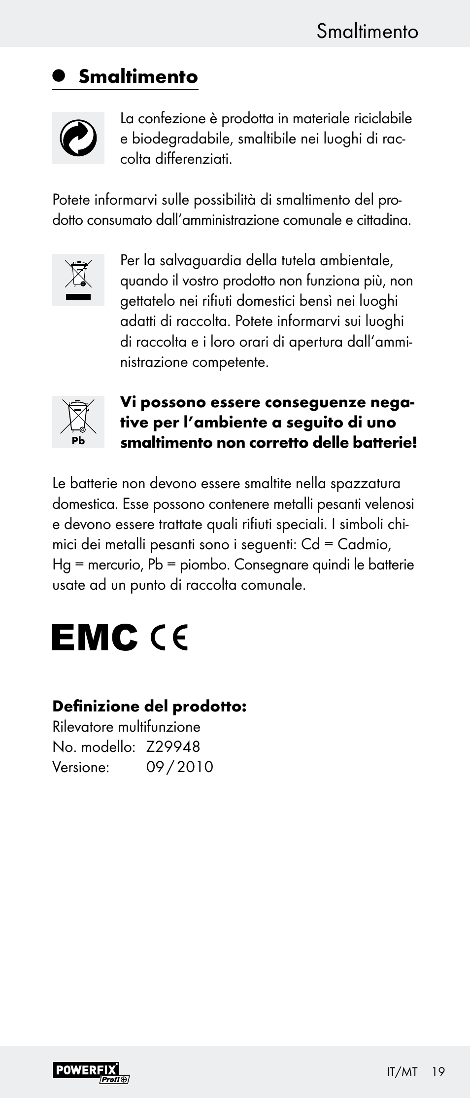 Smaltimento | Powerfix Z29948 User Manual | Page 19 / 41