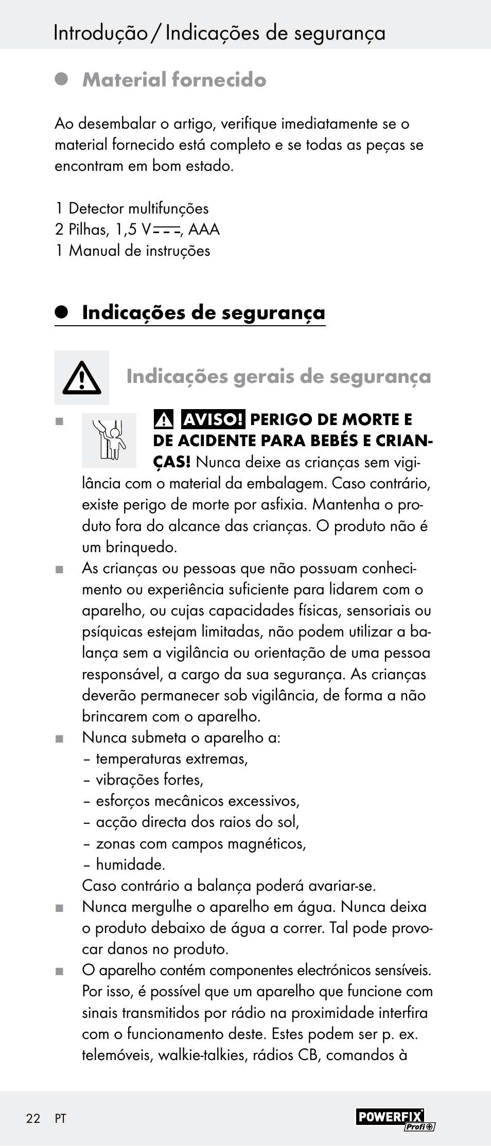 Introdução / indicações de segurança, Material fornecido | Powerfix Z29948 User Manual | Page 22 / 41