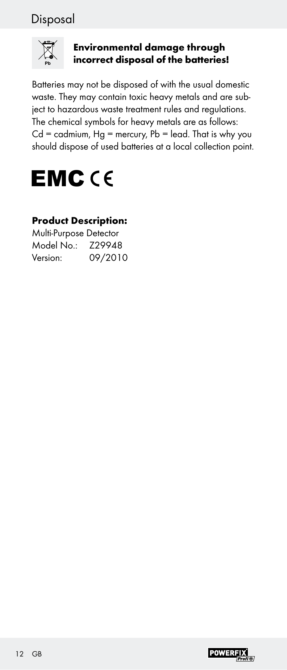 Disposal | Powerfix Z29948 User Manual | Page 12 / 55