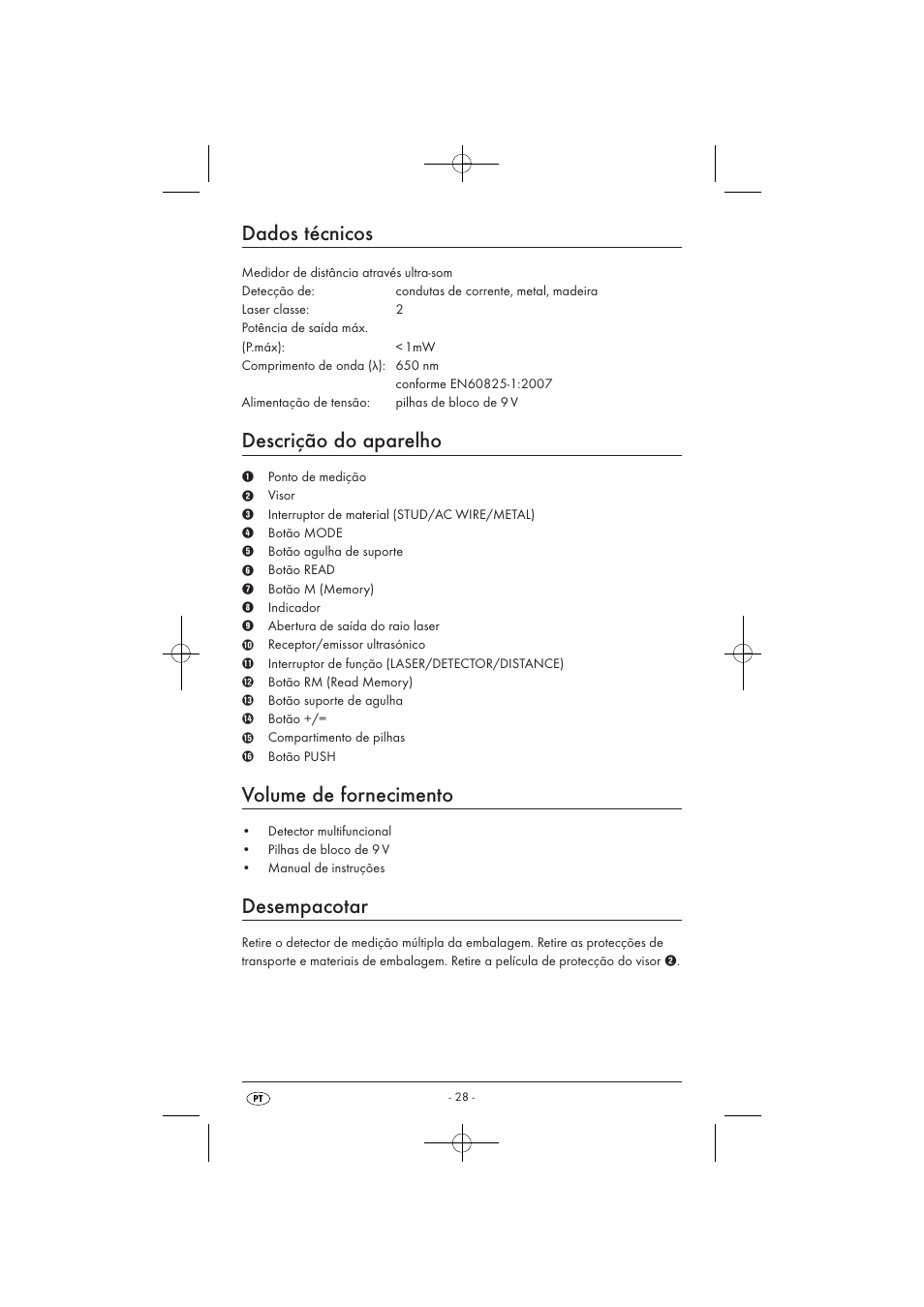 Dados técnicos, Descrição do aparelho, Volume de fornecimento | Desempacotar | Powerfix KH 3236 User Manual | Page 30 / 62