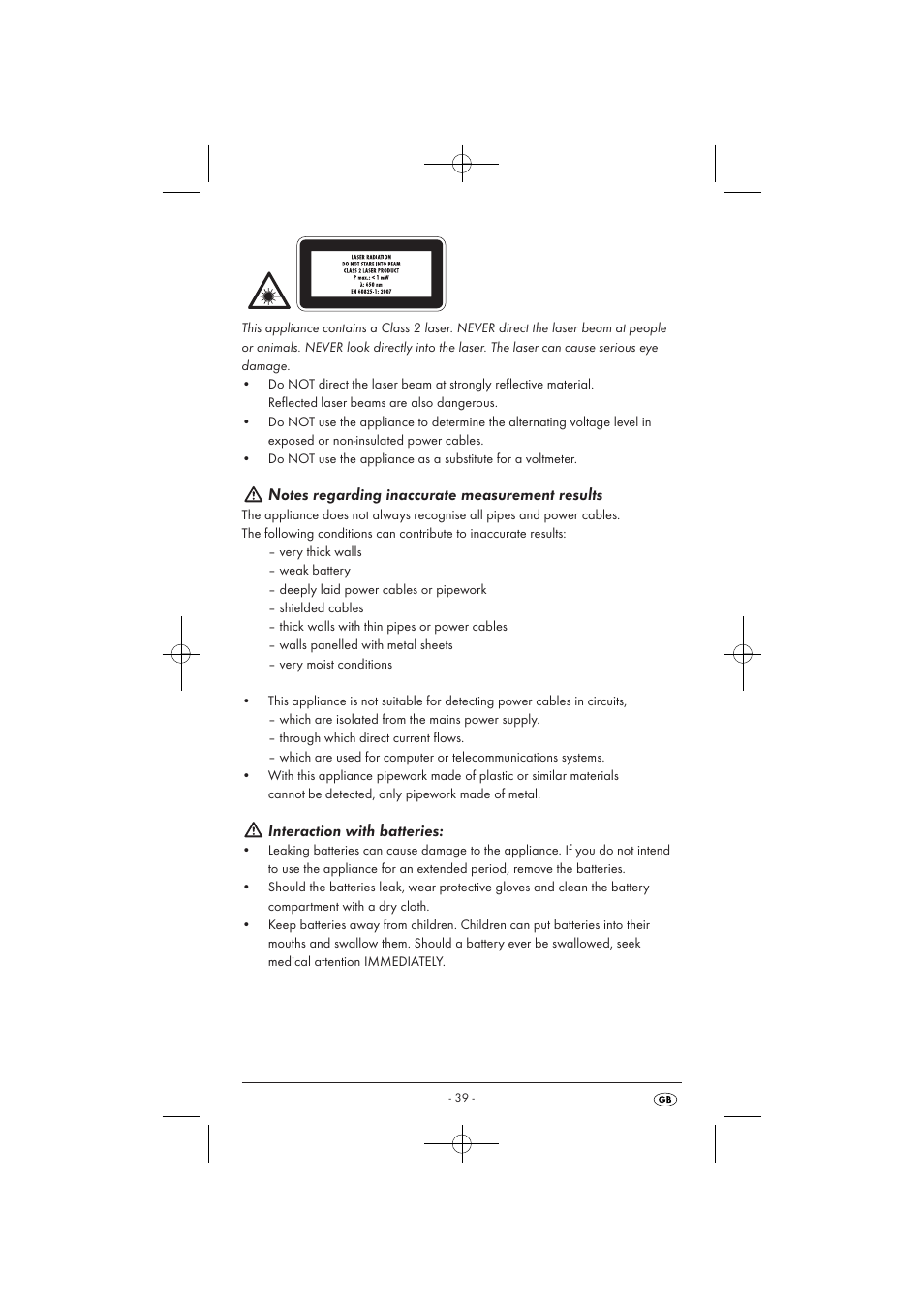 Interaction with batteries | Powerfix KH 3236 User Manual | Page 41 / 62