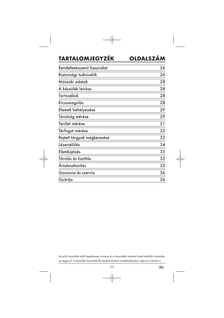 Tartalomjegyzék oldalszám | Powerfix KH 3236 User Manual | Page 27 / 74