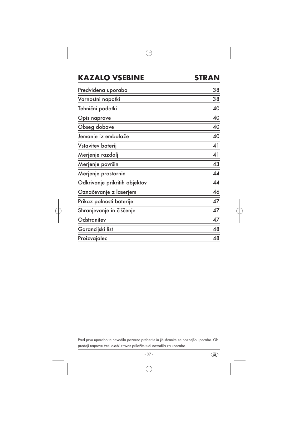 Kazalo vsebine stran | Powerfix KH 3236 User Manual | Page 39 / 74