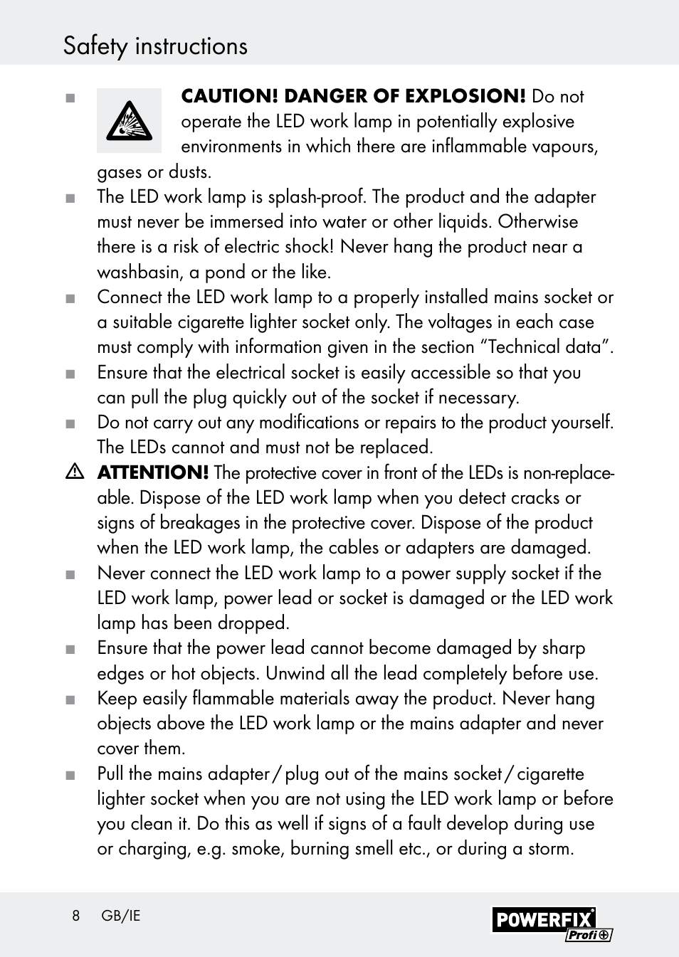 Safety instructions | Powerfix Z30590-BS User Manual | Page 8 / 15