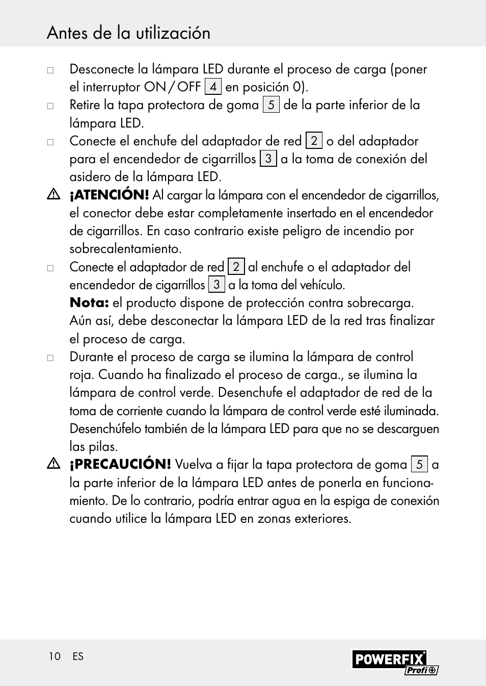 Antes de la utilización | Powerfix Z30590-BS User Manual | Page 10 / 59