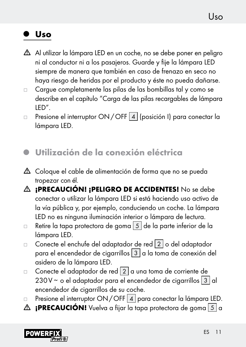 Utilización de la conexión eléctrica | Powerfix Z30590-BS User Manual | Page 11 / 59