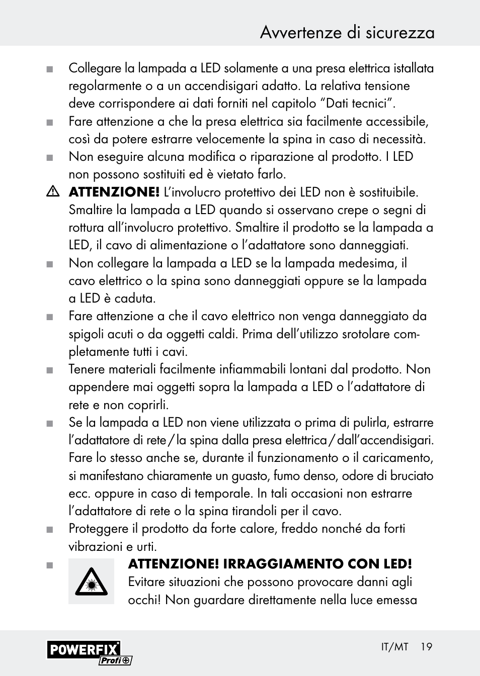 Avvertenze di sicurezza | Powerfix Z30590-BS User Manual | Page 19 / 59