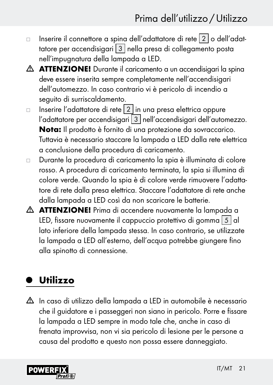 Prima dell’utilizzo / utilizzo, Utilizzo | Powerfix Z30590-BS User Manual | Page 21 / 59