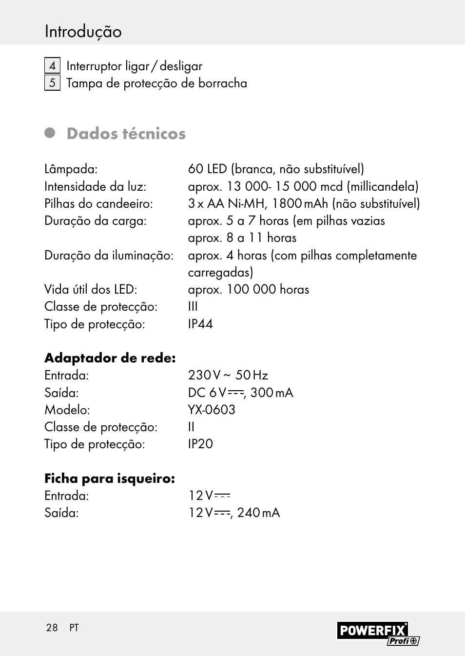 Introdução, Dados técnicos | Powerfix Z30590-BS User Manual | Page 28 / 59